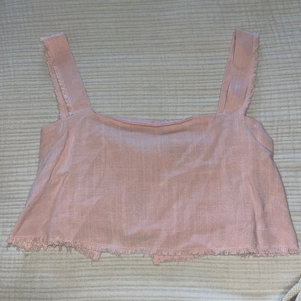 Blue blush light pink crop top